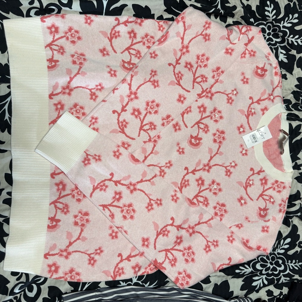 LOFT Pink Floral Sweater